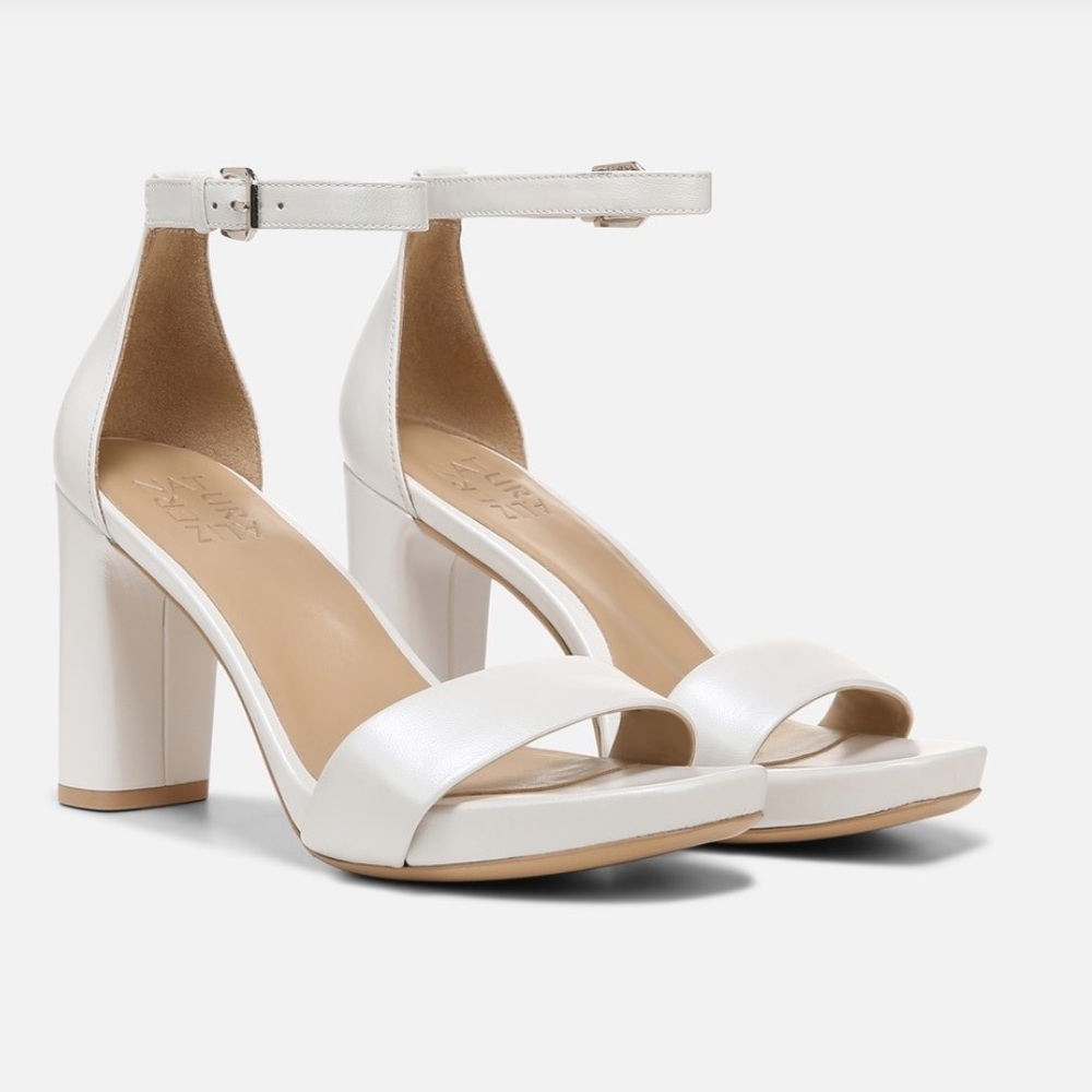 Naturalizer Joy Dress Sandals Block Heel White Size 10